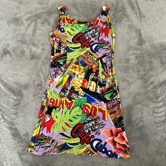 Vintage Jams World Sheath Dress Hawaiian Size 7 Sleeveless Tropical - Picture 1 of 8